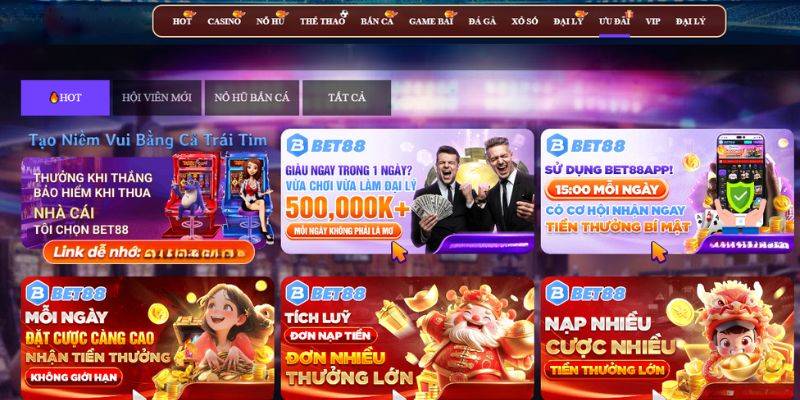 Tổng hợp khuyến mãi Bet88 độc quyền hiện nay